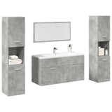 4 Piece Bathroom Furniture Set Concrete Grey Engineered Wood 3324875