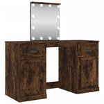 Dressing Table with LED Smoked Oak 130x50x132.5 cm 3185348