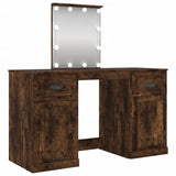 Dressing Table with LED Smoked Oak 130x50x132.5 cm 3185348