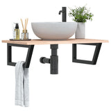 Basin Shelf Wall Mounted Steel and Solid Wood Oak 3302599