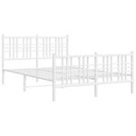ZNTS Metal Bed Frame without Mattress with Footboard White 120x190cm 376388