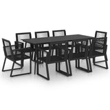 Dining Set Black PVC rattan, powder-coated steel, glass 9 Piece Set 3060218