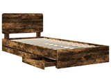 Bed Frame with Drawer Smoked Oak 100 x 200 cm Engineer Wood 3412627