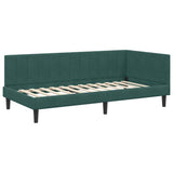 Corner Bed Frame with Headboard Dark green 100 x 200 cm Velvet 42016360