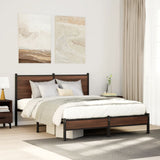 Metal Bed Frame without Mattress Brown Oak 150x200 cm 4007924