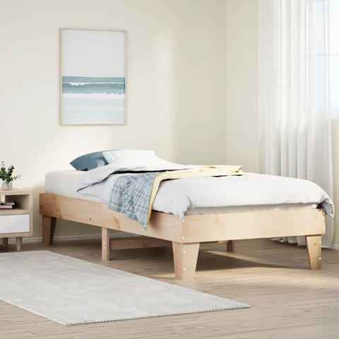 ZNTS Bed Frame without Mattress 90x200 cm Solid Wood Pine 855364