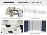 Manual Retractable Awning, 3x2.5 m-Blue/White Stripes T3398P310347
