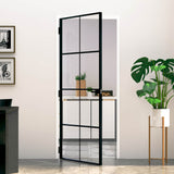 Interior Door Black 83x201,5 cm Tempered Glass&Aluminium Slim 153663