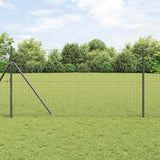 Embedded Fence Post 26 pcs Grey Powder-Coated Steel 3350135