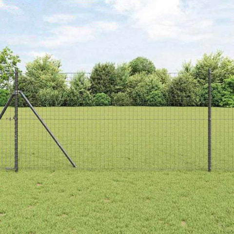 Fence Posts 12 pcs Grey Powder-coated steel 42012764