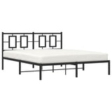 Metal Bed Frame without Mattress with Headboard Black 150x200cm 374243