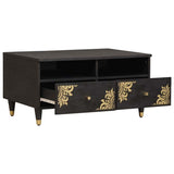 Coffee Table with Drawer Black 80 x 54 x 40 cm Solid Mango Wood 4018821