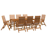 9-Piece Garden Dining Set Natural Solid Acacia Wood 3434586