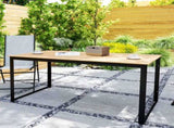 Garden Table for 6 People, 160 x 80 x 75 cm Rectangle Outdoor Dining Table with Slatted Top, Metal T3398P328008