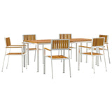 Outdoor Dining Set 7 pcs Solid Acacia Wood and Stainless Steel 3334795