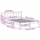 Bed Frame White 120 x 190 cm Solid Pine wood 872201