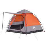 Camping Tent Cabin 4-Person Grey and Orange Quick Release 4005337