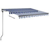 Manual Retractable Awning with LED 300x250 cm Blue and White 3069701