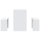 3 Piece Dining Table and Bench set White Engineered Wood 855530