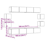Wall Mounted TV cabinets 8 pcs Artisan Oak Engineered Wood 3328952