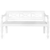 Batavia Bench 123 cm Solid Mahogany Wood White 337077