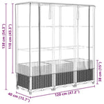 ZNTS Raised Bed with Greenhouse Cover Rattan Look 120x40x138 cm 4015815