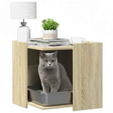 Cat Litter Box Enclosure Sonoma Oak 53x53x51 cm Engineered Wood 857753