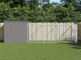 Dog House with Run Light Grey 214x457x181 cm Galvanised Steel 3189126