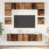 TV Cabinet Set Wall-mounted 8 pcs Old Wood Engineered Wood 3393333