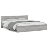 Bed Frame Grey Sonoma Engineered wood, Plywood slats 200 x 200 cm 3207586