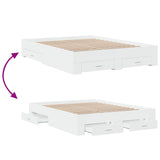 Bed Frame White Engineered Wood Double Bed Frame Rectangular 3280370