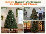 6FT Dark Green Pre-Lit Christmas Tree with Multicolor Lights, Pointed PVC, 629 Tips, 3-Section Auto 38519794