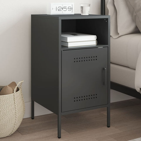 ZNTS Bedside Cabinet Black 36x39x68 cm Steel 843066