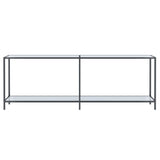 Console Table White 220x35x75.5 cm Tempered Glass 331712