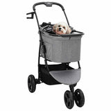 Folding Pet Stroller Adjustable Grey 78 x 54 x 101 cm Polyester 42012441