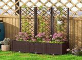 Raised Garden Bed with Trellis, Plastic Planter Box with Drainage Holes and Drain Plugs for Climbing T3398P311652