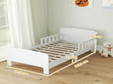 Toddler Bed, Kids Bed Frame with Safety Side Rails, Kids Bedroom Furniture for Ages 3-8 Years, White T3398P422140