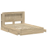 Bed Frame with Storage Sonoma Oak 150 x 200 cm Engineered Wood 3433676