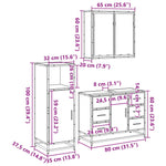 ZNTS 3 Piece Bathroom Furniture Set Black Engineered Wood 3300960