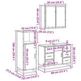 ZNTS 3 Piece Bathroom Furniture Set Black Engineered Wood 3300960