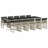 11 Piece Garden Dining Set with Cushions Light Grey Poly Rattan 3210755