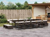 15 Piece Garden Dining Set with Cushions Brown Poly Rattan 3211353