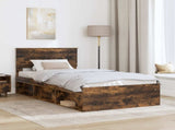 Bed Frame Smoked Oak 100 x 200 cm Solid Pine Wood 3410640