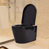 Wall Hung Toilet with Concealed Cistern Ceramic Black 3054477