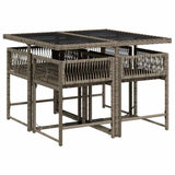 5 Piece Garden Dining Set with Cushions Grey Poly Rattan 3211436
