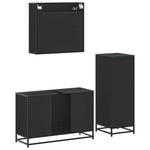 ZNTS 3 Piece Bathroom Furniture Set Black Engineered Wood 3301010