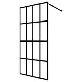 ZNTS Walk-in Shower Wall with Shelf Black 90x195 cm ESG Glass&Aluminium 3185457