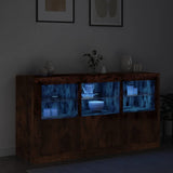 Sideboard with LED Lights Smoked Oak 123x37x67 cm 3209062