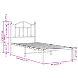 Metal Bed Frame without Mattress with Headboard Black 90x190cm 353431