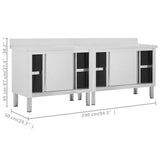 Work Tables with Sliding Doors 2pcs 240x50xcm Stainless Steel 3055903